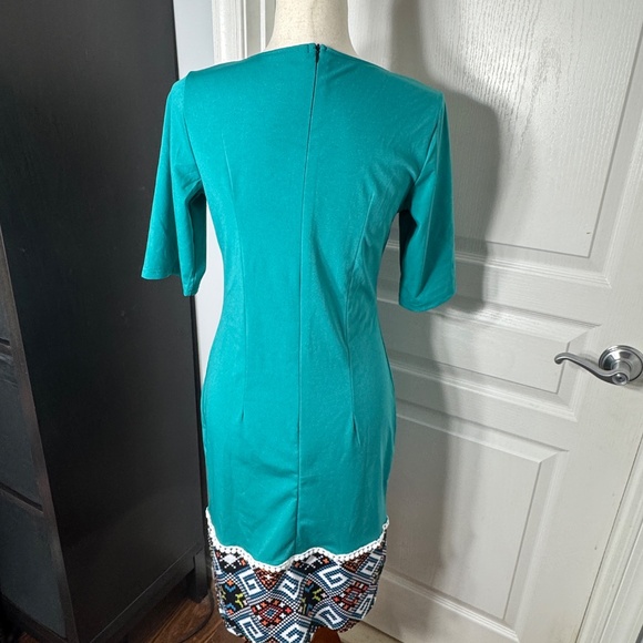NWOT Midi Turquoise Stretch Dress - L - Picture 3 of 3